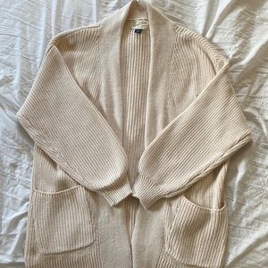 Cream Knit Open Cardigan